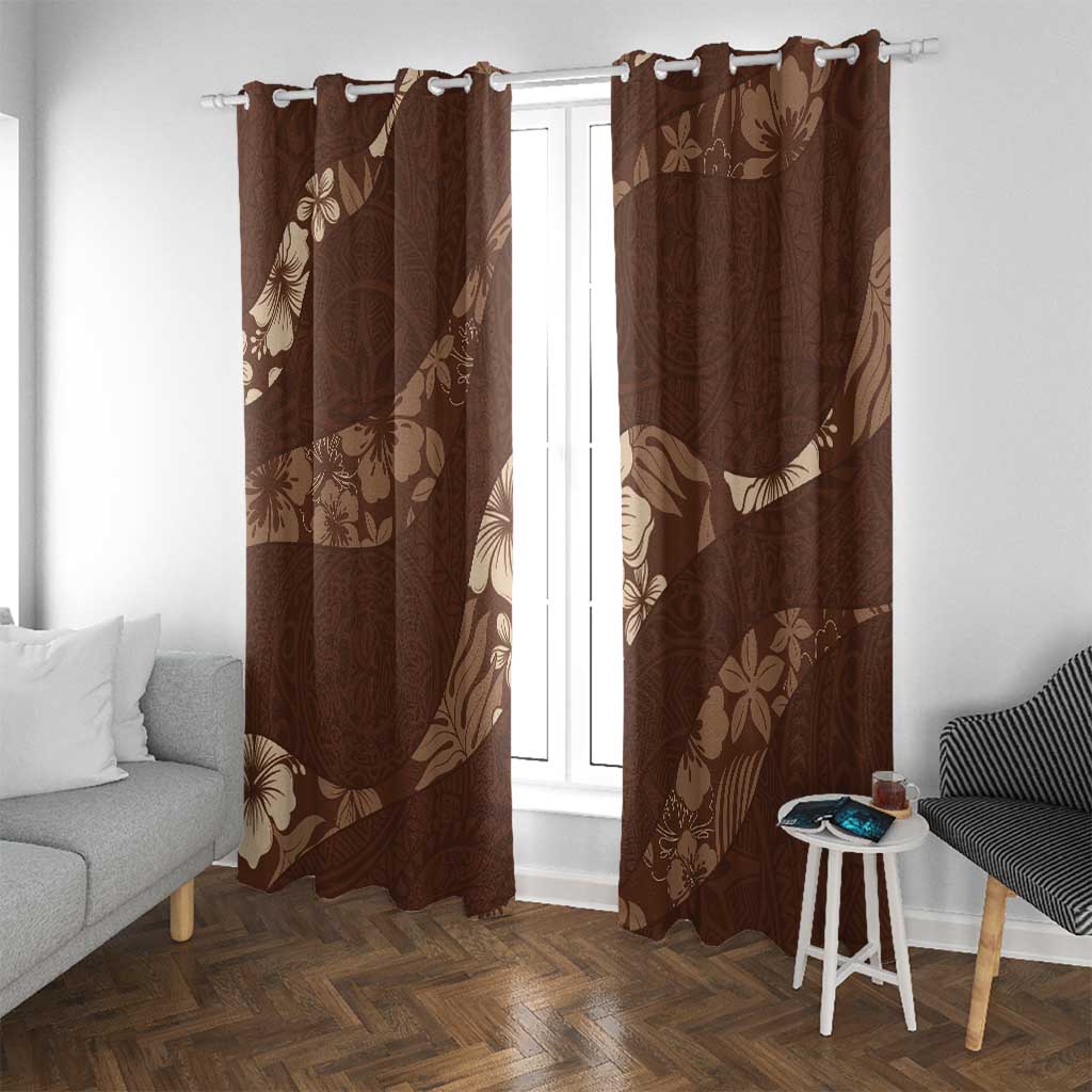 Aloha Hawaii Floral Tapa Window Curtain Patchwork Mocha LT7 With Grommets Mocha - Polynesian Pride