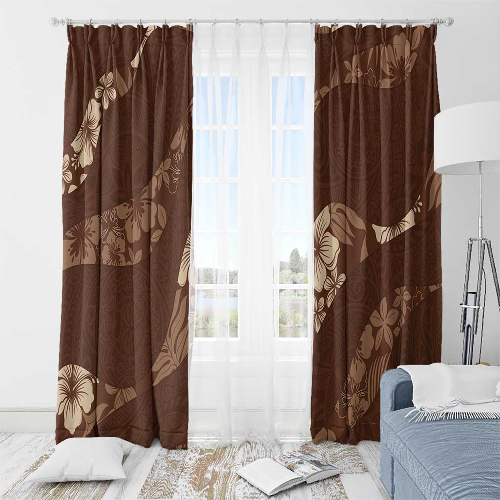 Aloha Hawaii Floral Tapa Window Curtain Patchwork Mocha LT7 - Polynesian Pride