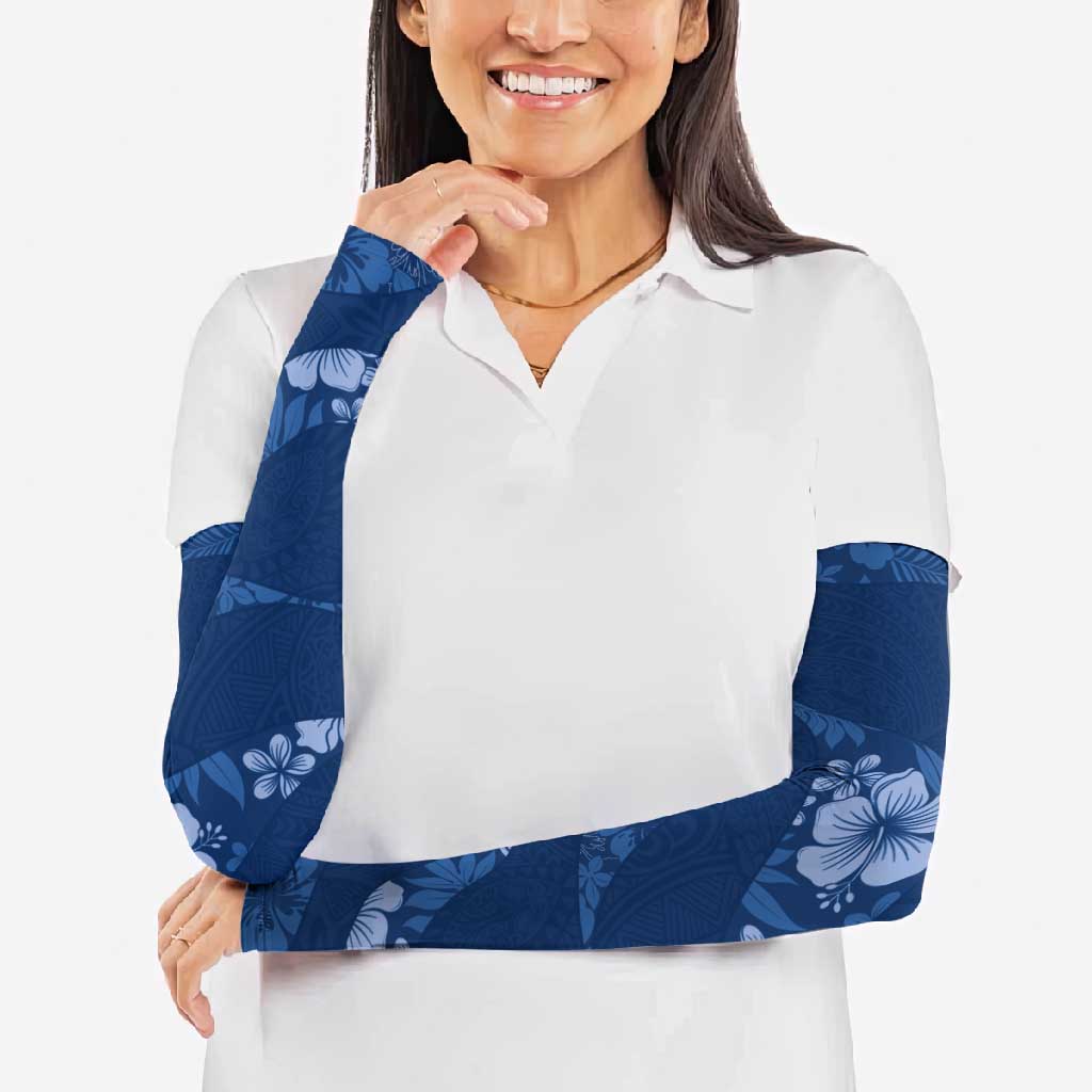 Aloha Hawaii Floral Tapa Arm Sleeves Patchwork Navy - Polynesian Pride