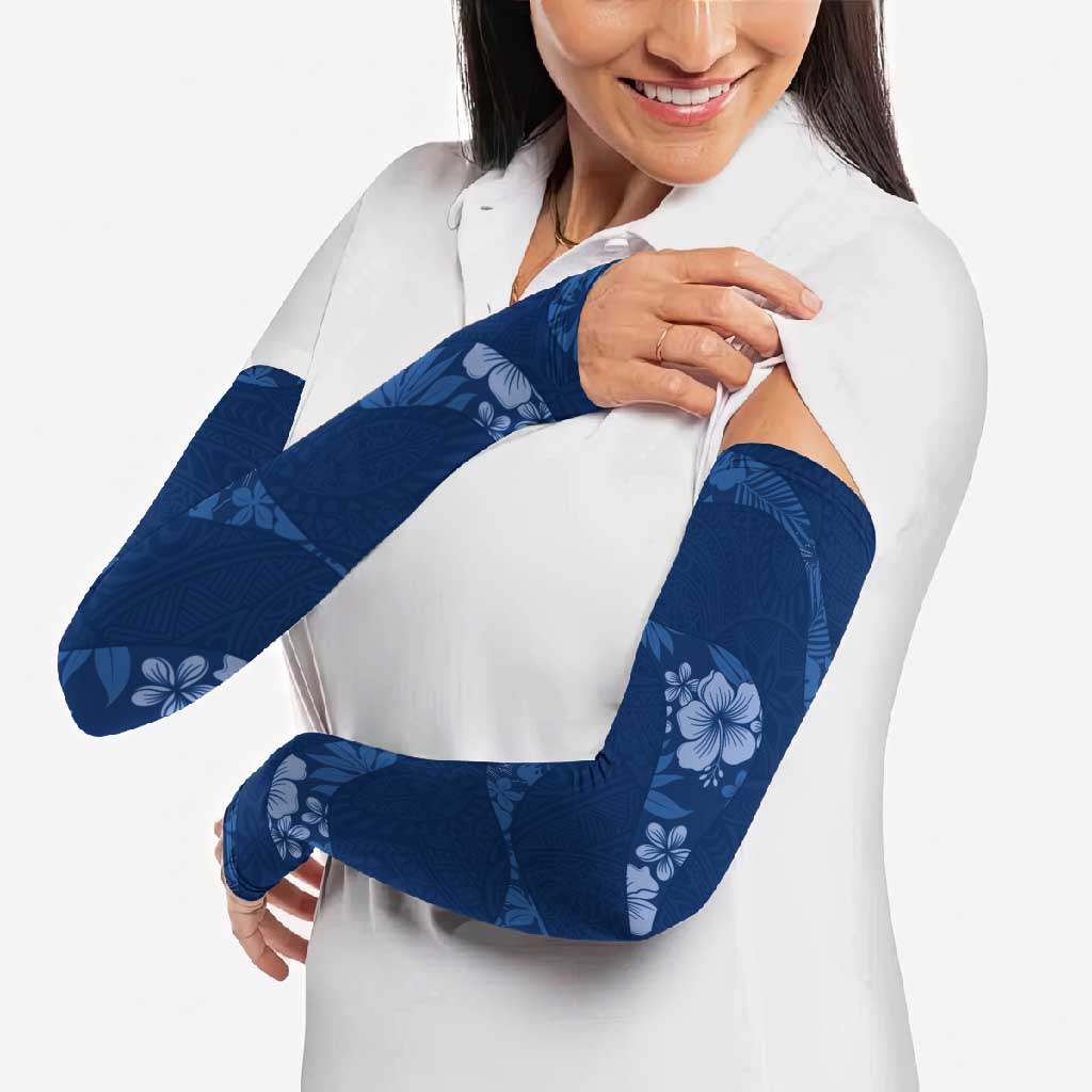 Aloha Hawaii Floral Tapa Arm Sleeves Patchwork Navy - Polynesian Pride