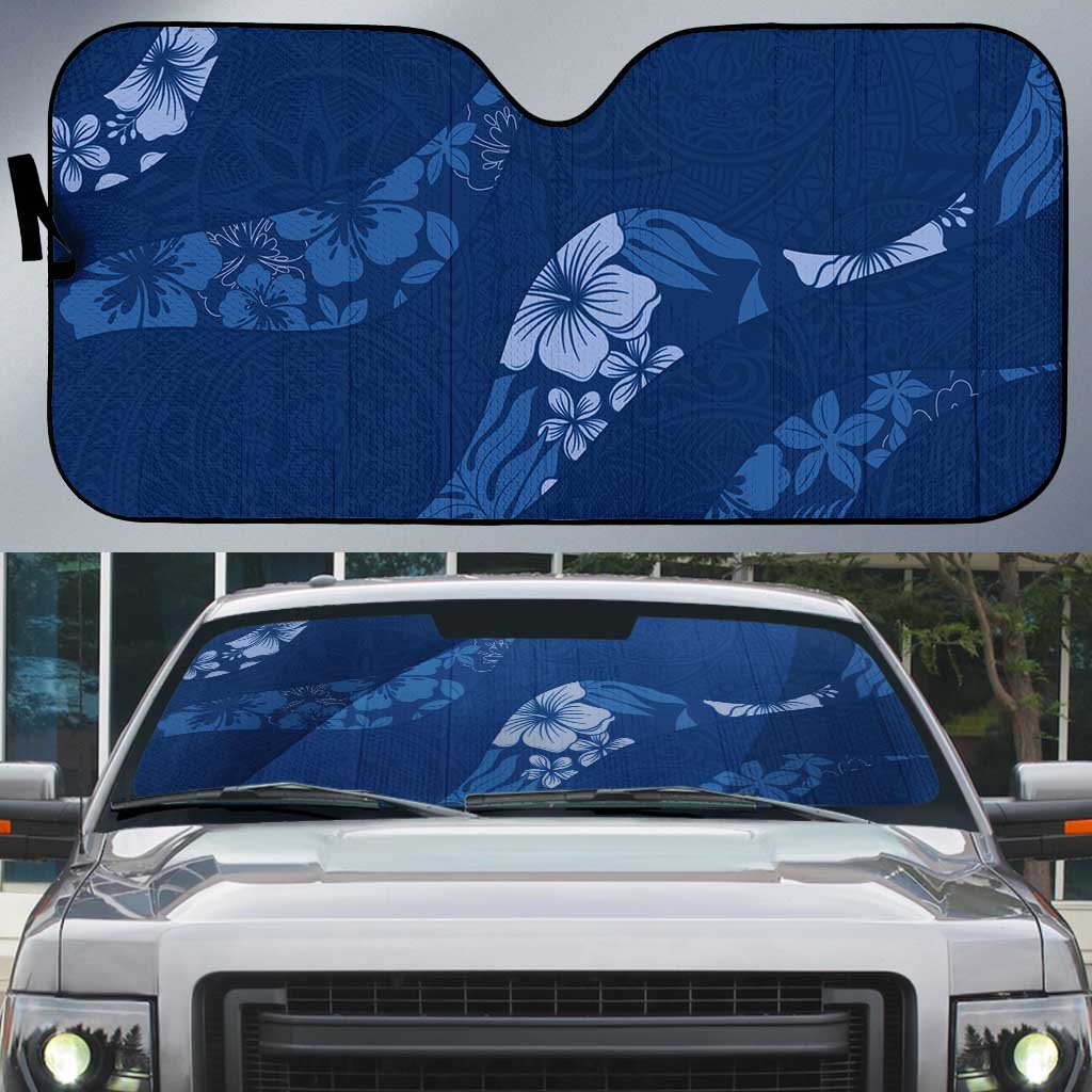 Aloha Hawaii Floral Tapa Auto Sun Shade Patchwork Navy - Polynesian Pride