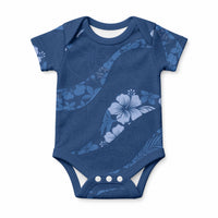Aloha Hawaii Floral Tapa Baby Onesie Patchwork Navy