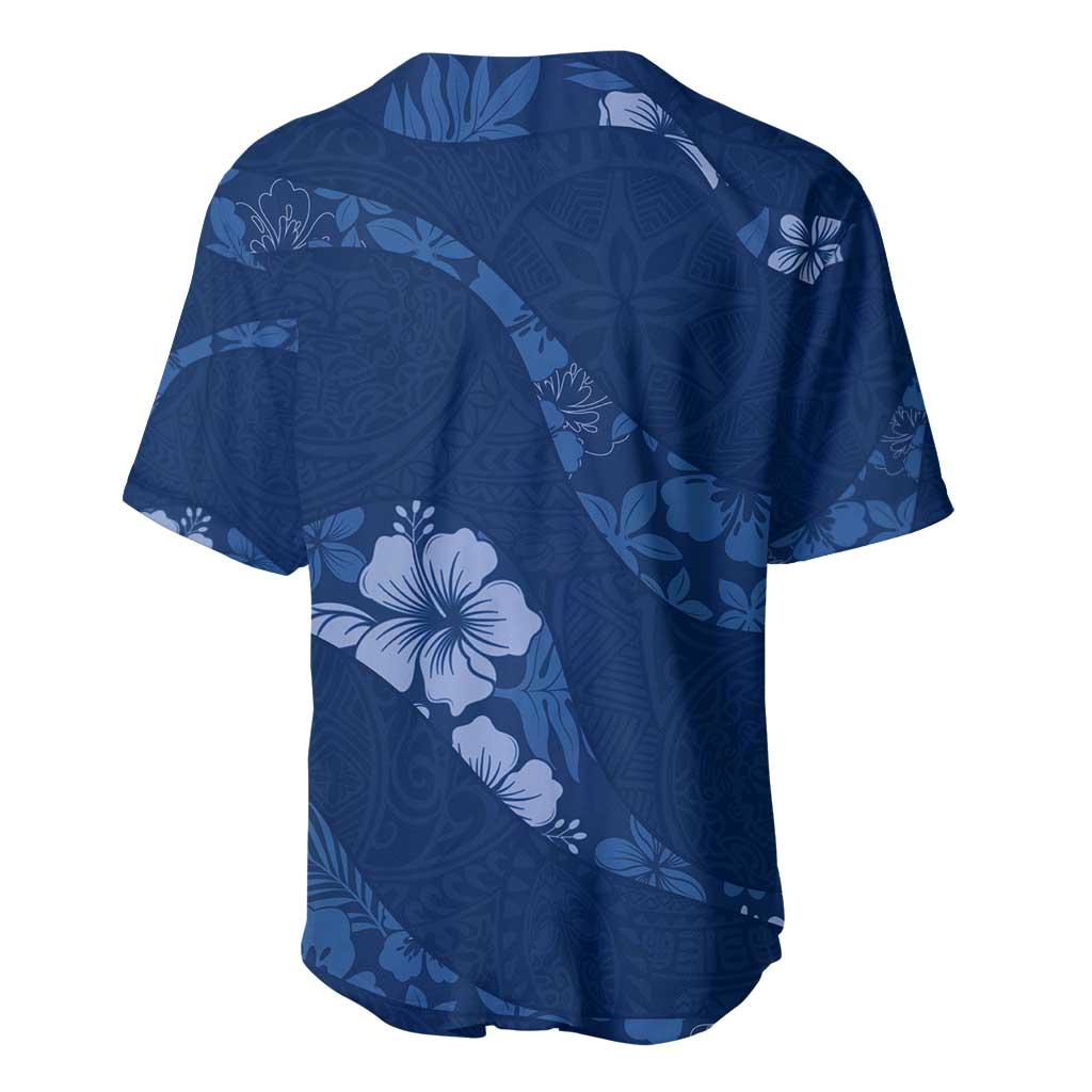 Aloha Hawaii Floral Tapa Baseball Jersey Patchwork Navy - Polynesian Pride