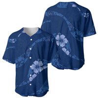 Aloha Hawaii Floral Tapa Baseball Jersey Patchwork Navy - Polynesian Pride