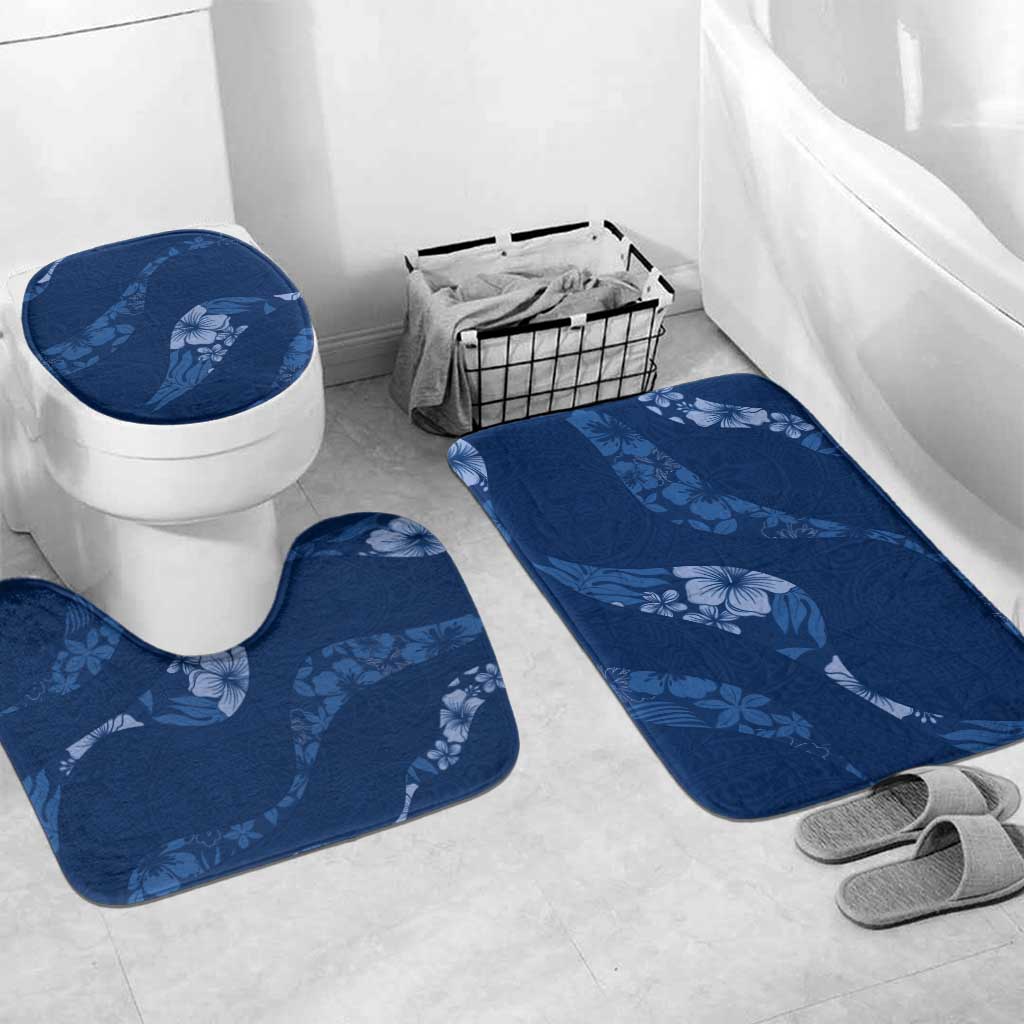 Aloha Hawaii Floral Tapa Bathroom Set Patchwork Navy - Polynesian Pride