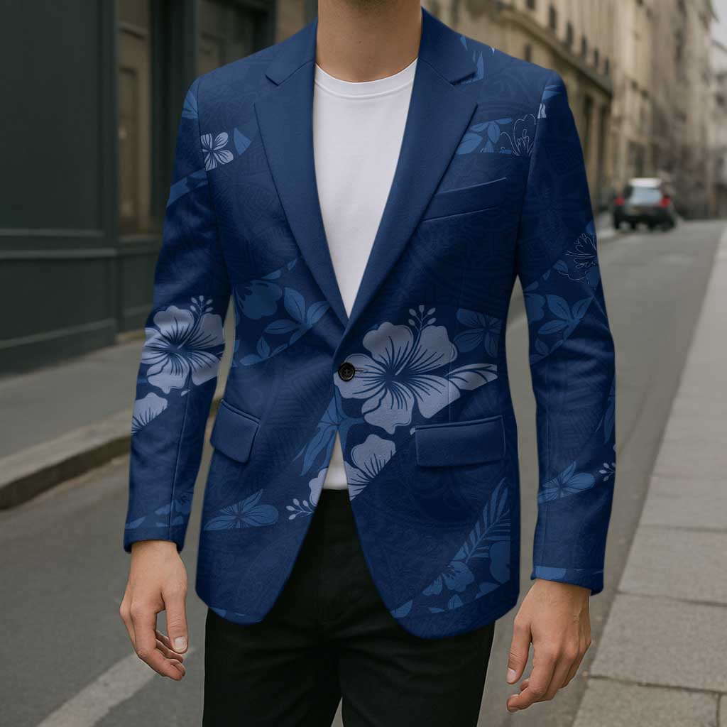 Aloha Hawaii Floral Tapa Blazer Patchwork Navy LT7 - Polynesian Pride