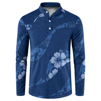 Aloha Hawaii Floral Tapa Button Sweatshirt Patchwork Navy - Polynesian Pride