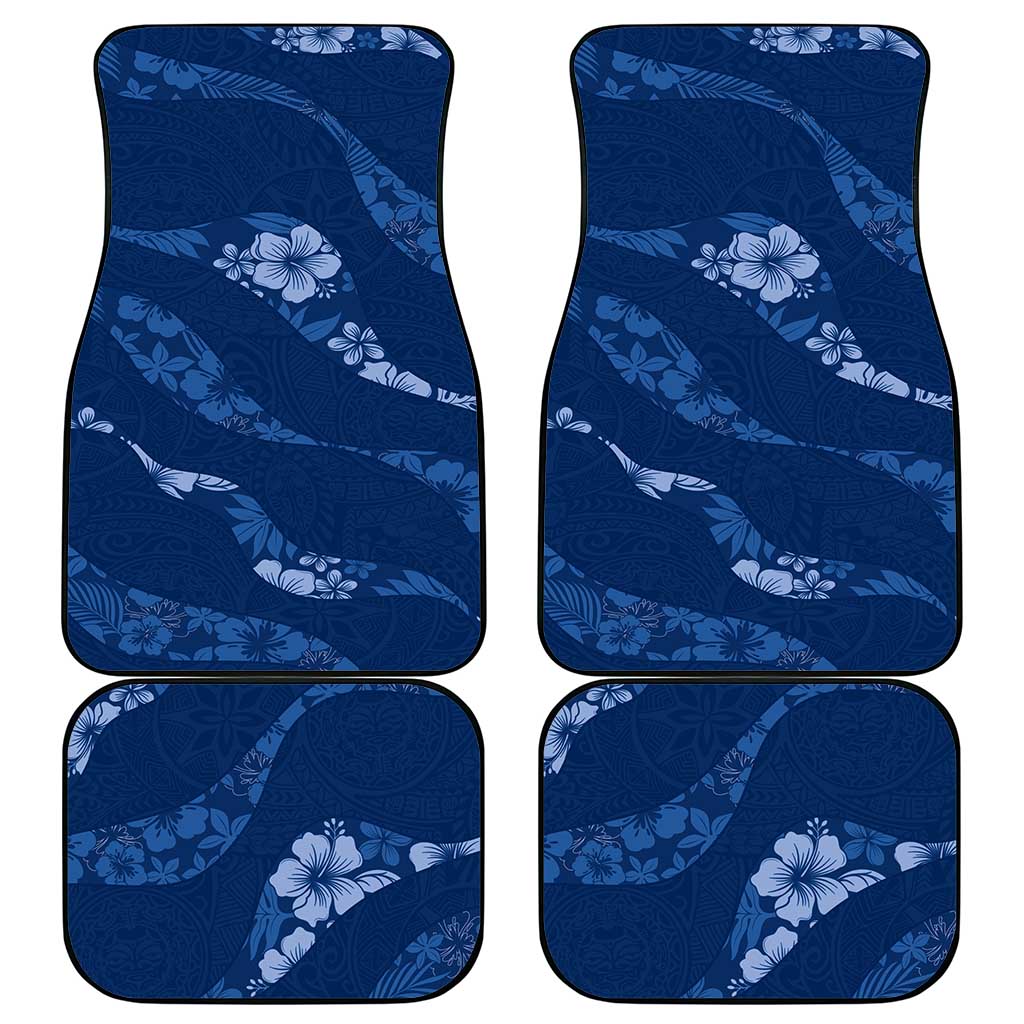Aloha Hawaii Floral Tapa Car Mats Patchwork Navy - Polynesian Pride
