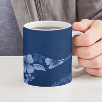 Aloha Hawaii Floral Tapa Ceramic Mug Patchwork Navy - Polynesian Pride