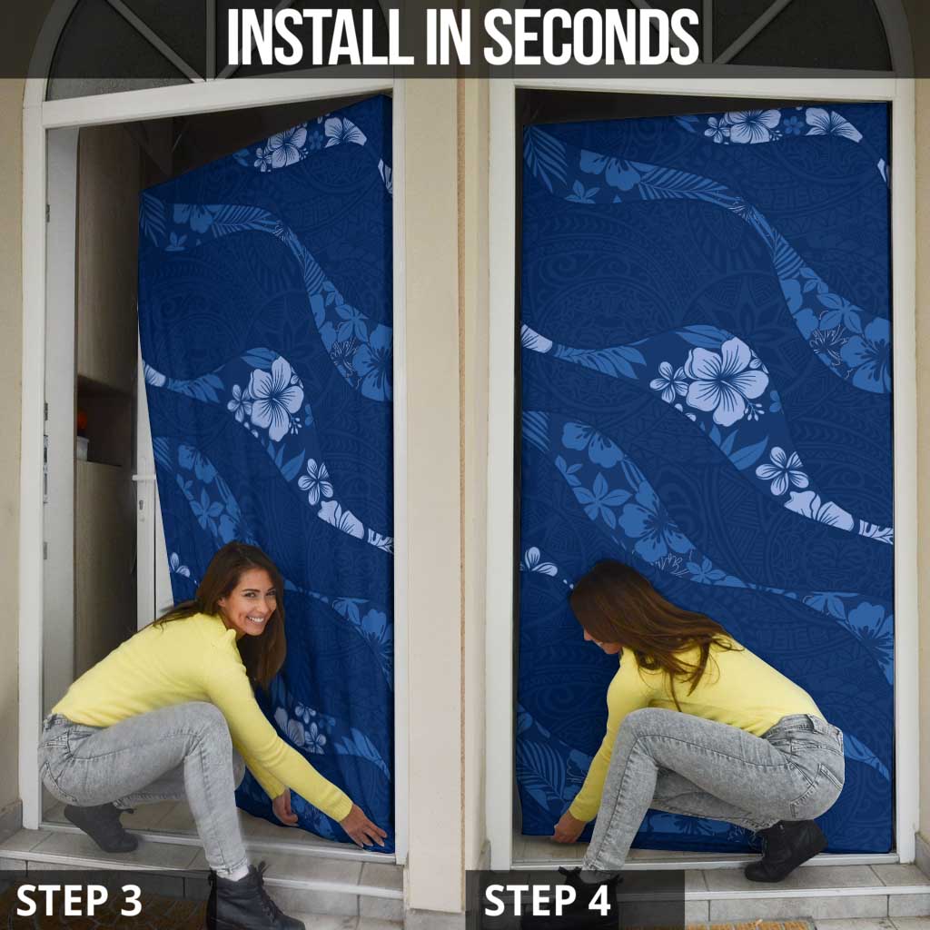 Aloha Hawaii Floral Tapa Door Cover Patchwork Navy - Polynesian Pride