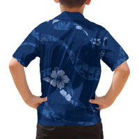 Aloha Hawaii Floral Tapa Family Matching Puletasi and Hawaiian Shirt Patchwork Navy - Polynesian Pride