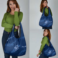 Aloha Hawaii Floral Tapa Grocery Bag Patchwork Navy - Polynesian Pride