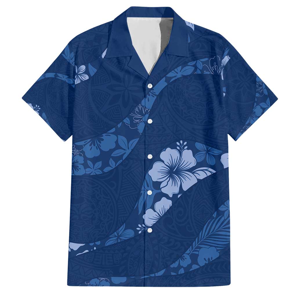 Aloha Hawaii Floral Tapa Hawaiian Shirt Patchwork Navy - Polynesian Pride