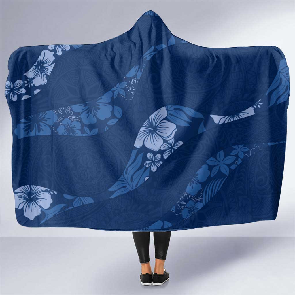 Aloha Hawaii Floral Tapa Hooded Blanket Patchwork Navy - Polynesian Pride