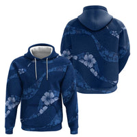 Aloha Hawaii Floral Tapa Hoodie Patchwork Navy - Polynesian Pride