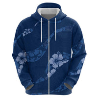 Aloha Hawaii Floral Tapa Hoodie Patchwork Navy - Polynesian Pride