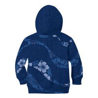 Aloha Hawaii Floral Tapa Kid Hoodie Patchwork Navy - Polynesian Pride