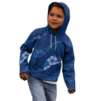 Aloha Hawaii Floral Tapa Kid Hoodie Patchwork Navy - Polynesian Pride