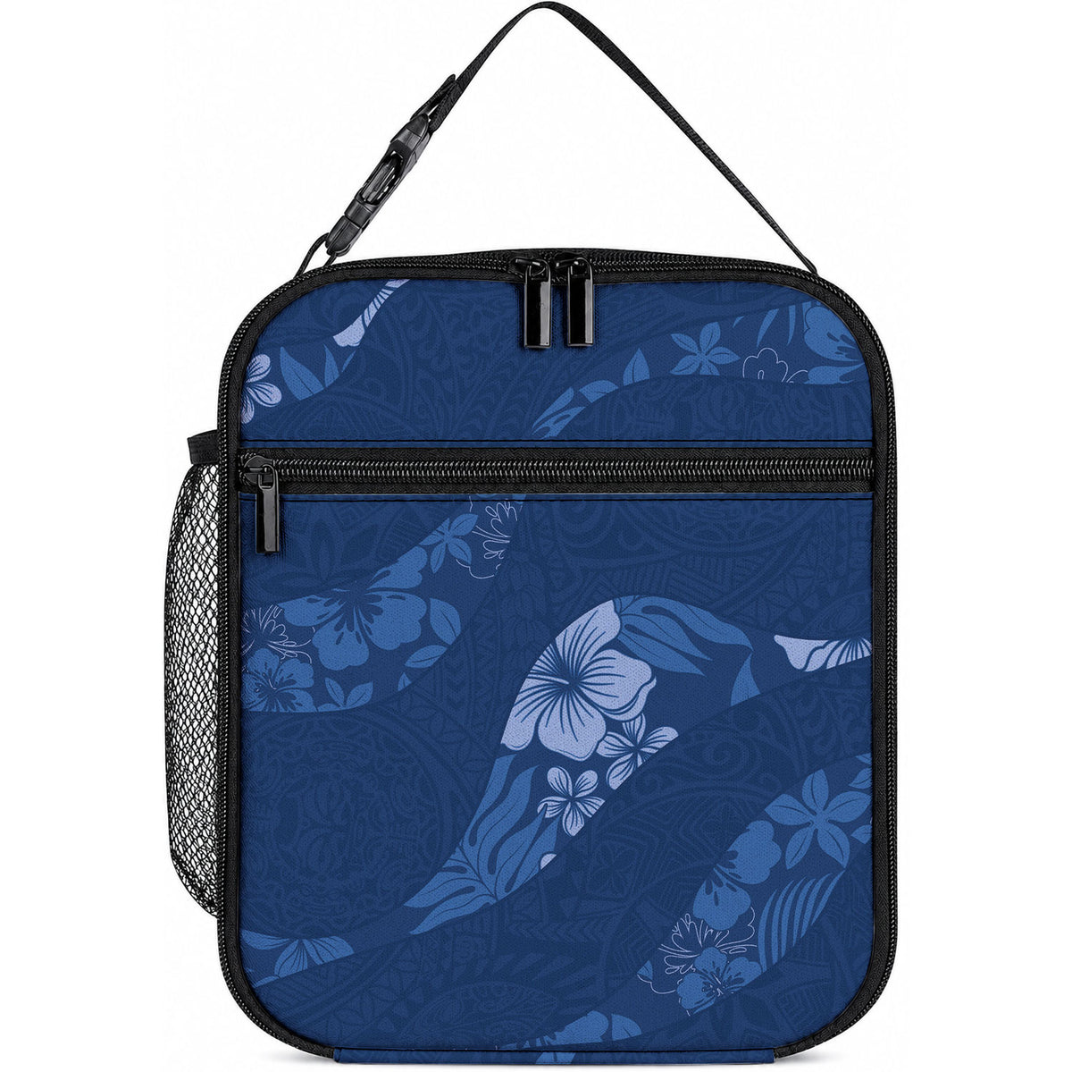Aloha Hawaii Floral Tapa Lunch Bag Patchwork Navy