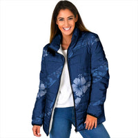 Aloha Hawaii Floral Tapa Padded Jacket Patchwork Navy - Polynesian Pride