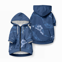 Aloha Hawaii Floral Tapa Pet Hoodie Patchwork Navy