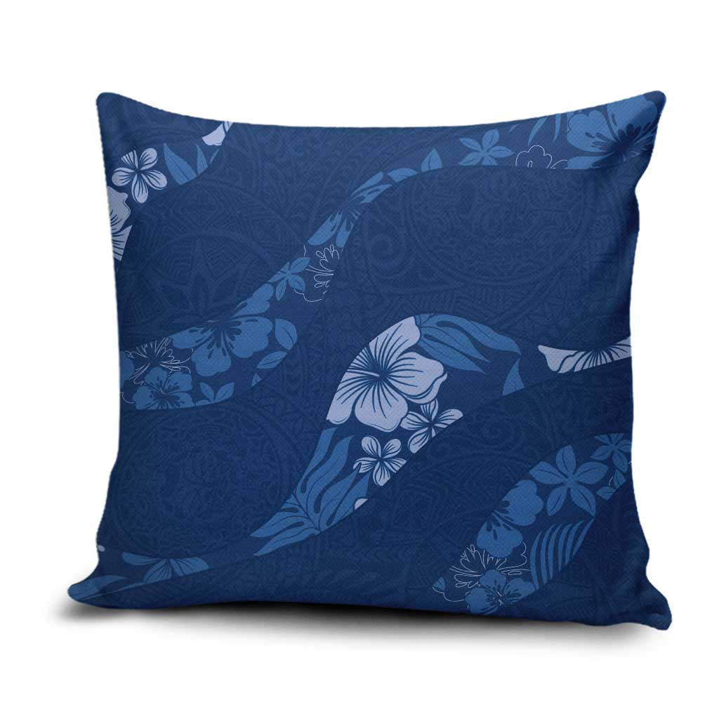 Aloha Hawaii Floral Tapa Pillow Cover Patchwork Navy - Polynesian Pride