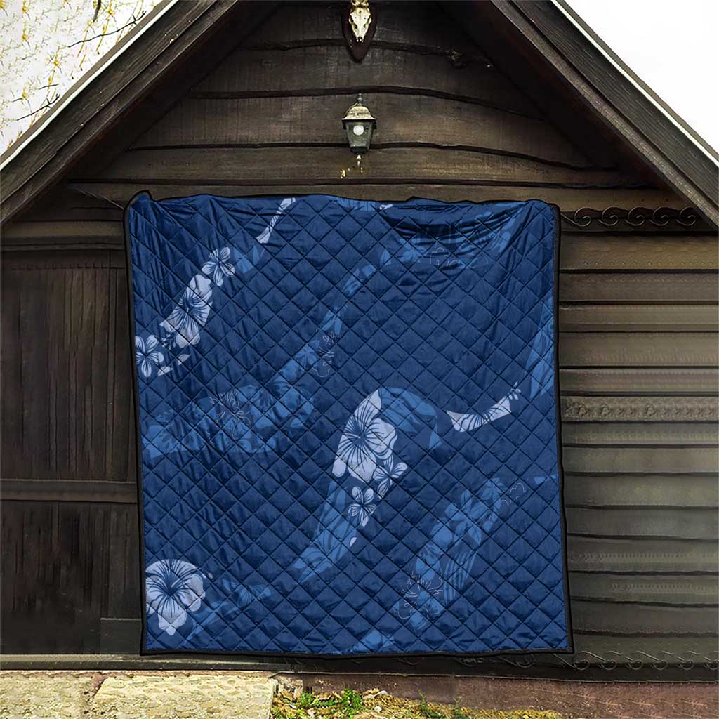 Aloha Hawaii Floral Tapa Quilt Patchwork Navy - Polynesian Pride