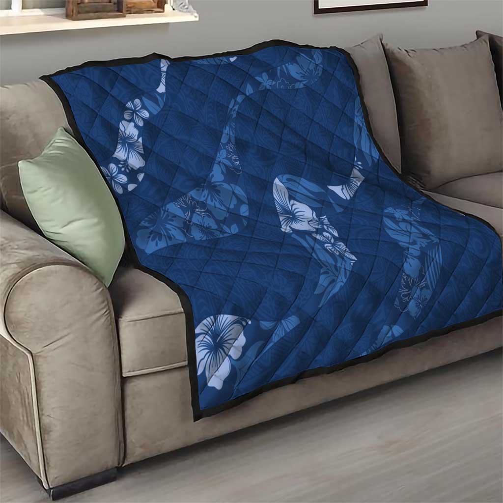 Aloha Hawaii Floral Tapa Quilt Patchwork Navy - Polynesian Pride