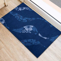 Aloha Hawaii Floral Tapa Rubber Doormat Patchwork Navy - Polynesian Pride