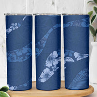 Aloha Hawaii Floral Tapa Skinny Tumbler Patchwork Navy - Polynesian Pride
