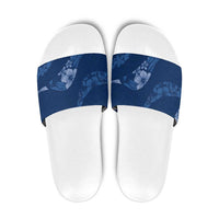 Aloha Hawaii Floral Tapa Slide Sandals Patchwork Navy LT7 Navy - Polynesian Pride