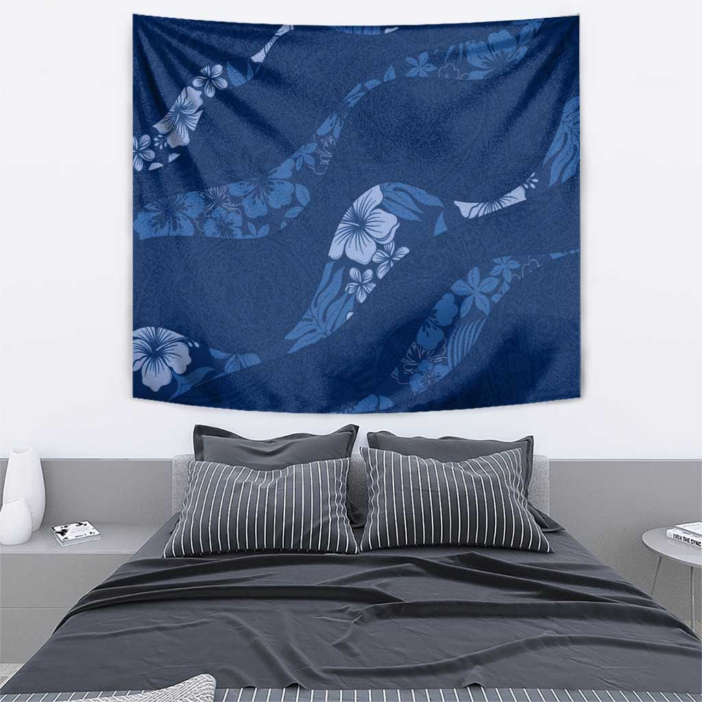 Aloha Hawaii Floral Tapa Tapestry Patchwork Navy - Polynesian Pride
