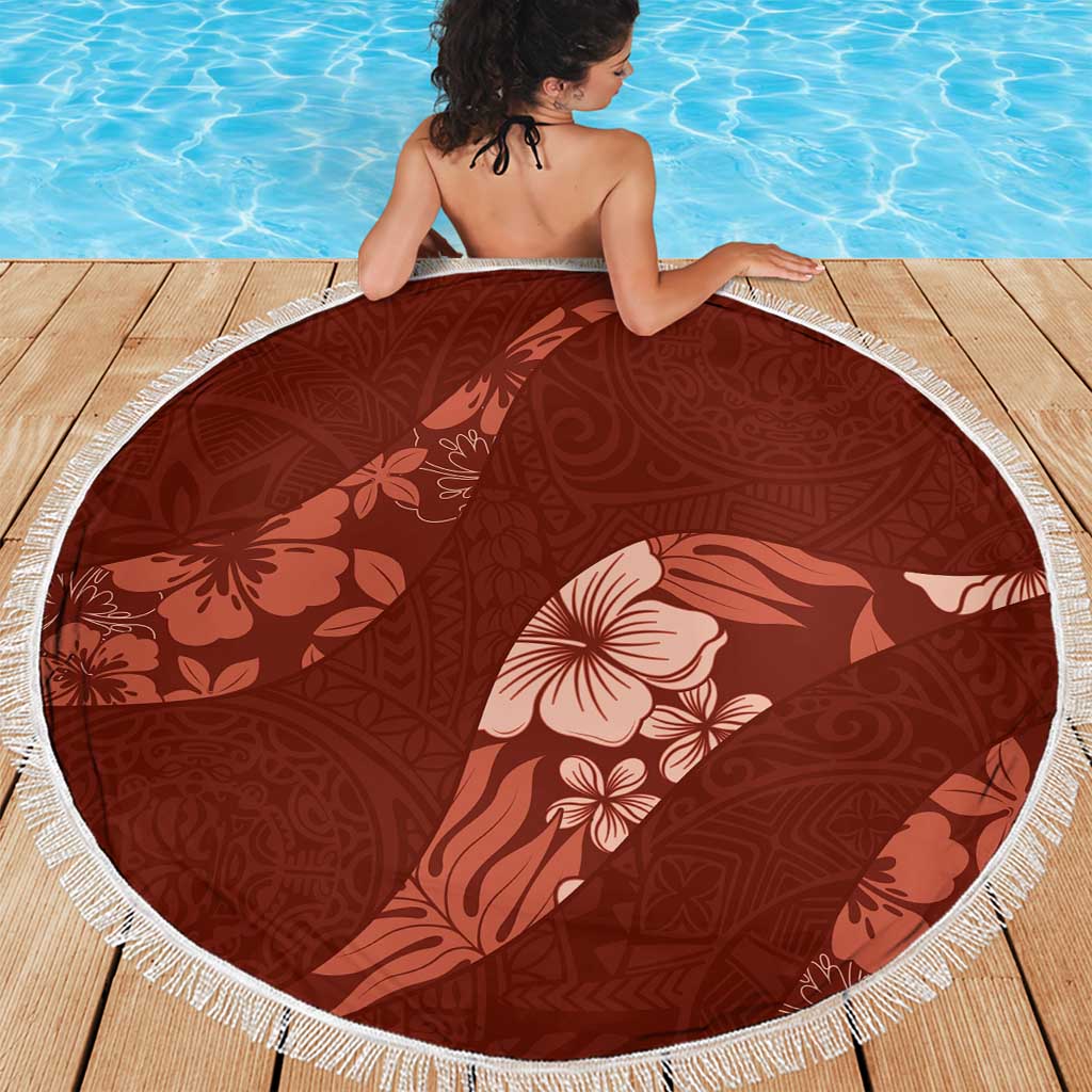 Aloha Hawaii Floral Tapa Beach Blanket Patchwork Crimson - Polynesian Pride