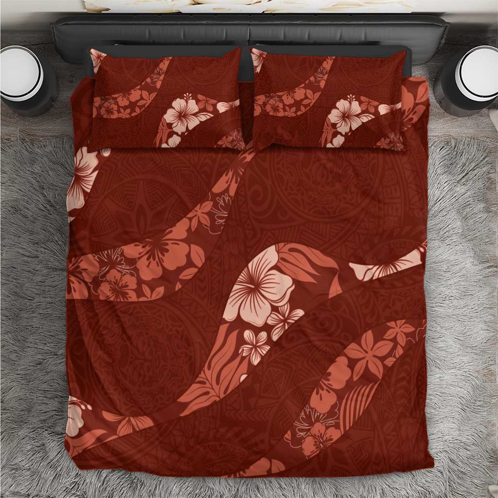 Aloha Hawaii Floral Tapa Bedding Set Patchwork Crimson - Polynesian Pride