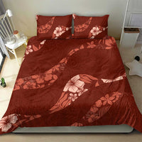 Aloha Hawaii Floral Tapa Bedding Set Patchwork Crimson - Polynesian Pride