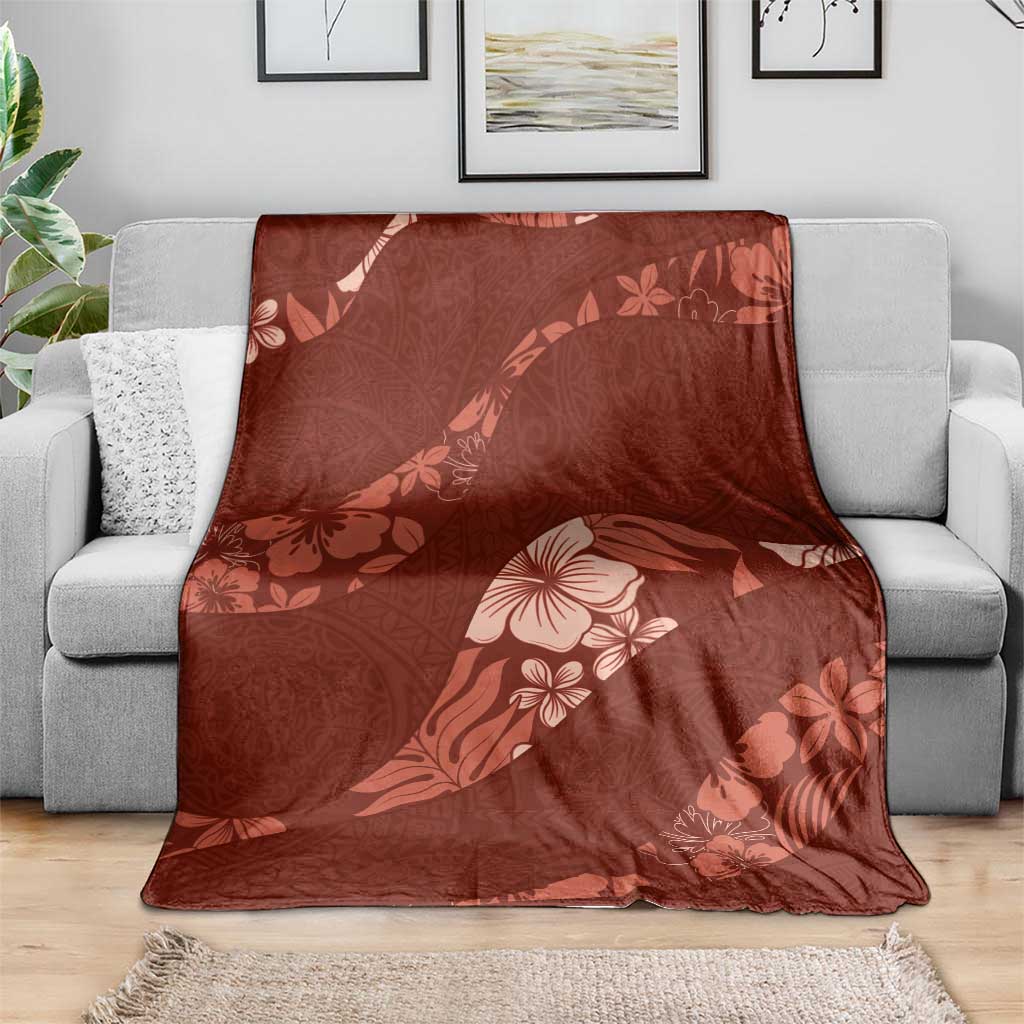 Aloha Hawaii Floral Tapa Blanket Patchwork Crimson - Polynesian Pride
