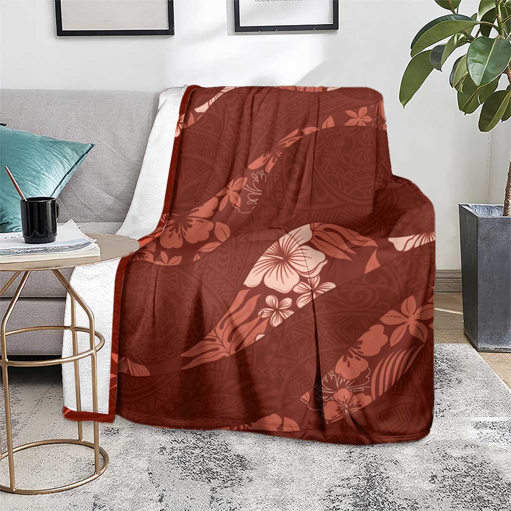 Aloha Hawaii Floral Tapa Blanket Patchwork Crimson - Polynesian Pride