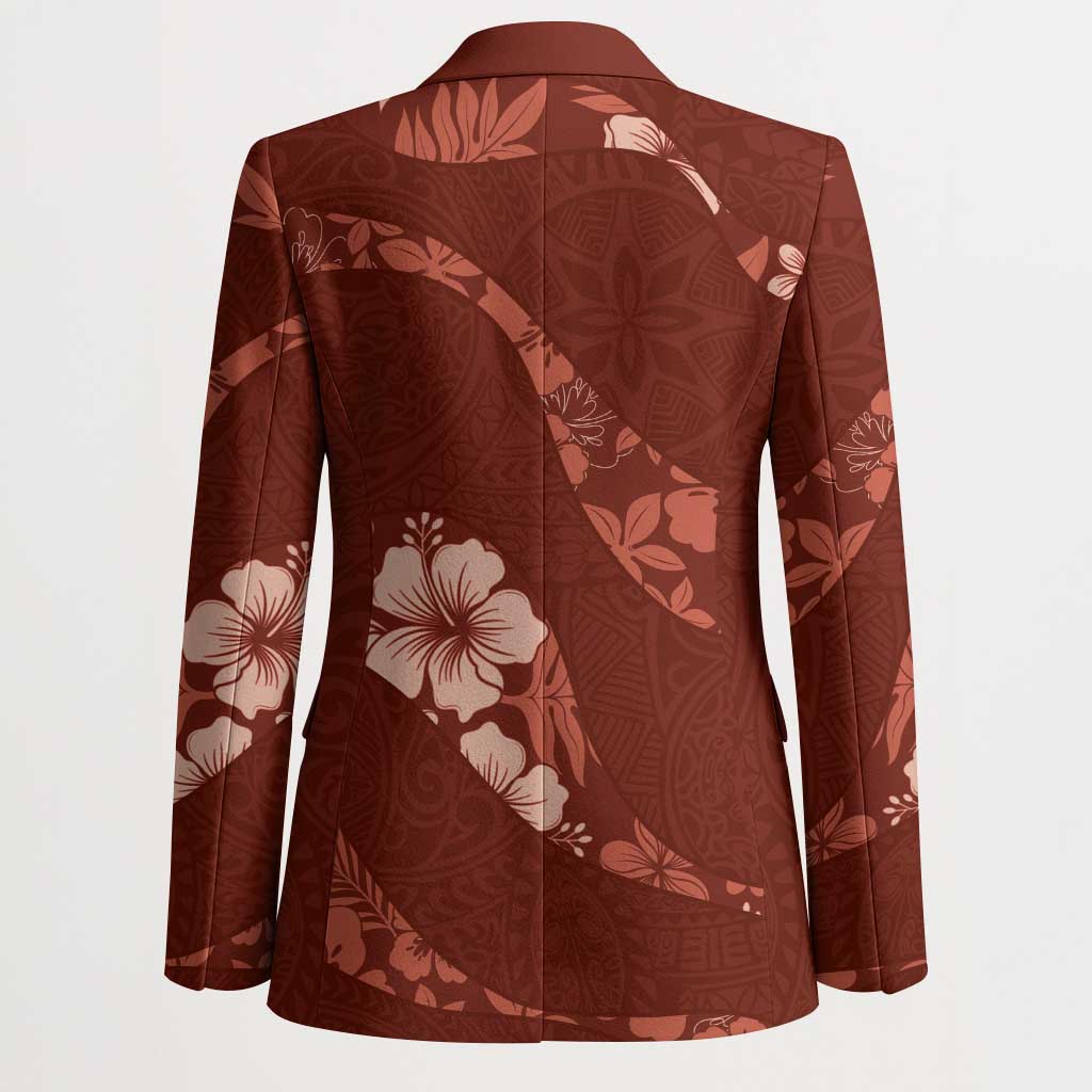 Aloha Hawaii Floral Tapa Blazer Patchwork Crimson LT7 - Polynesian Pride