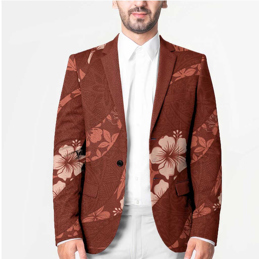 Aloha Hawaii Floral Tapa Blazer Patchwork Crimson LT7 - Polynesian Pride