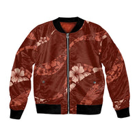 Aloha Hawaii Floral Tapa Bomber Jacket Patchwork Crimson LT7 Unisex Crimson - Polynesian Pride