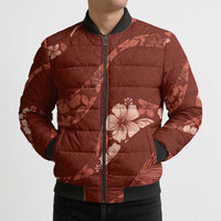 Aloha Hawaii Floral Tapa Bomber Puffer Jacket Patchwork Crimson - Polynesian Pride
