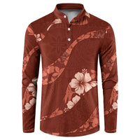 Aloha Hawaii Floral Tapa Button Sweatshirt Patchwork Crimson - Polynesian Pride