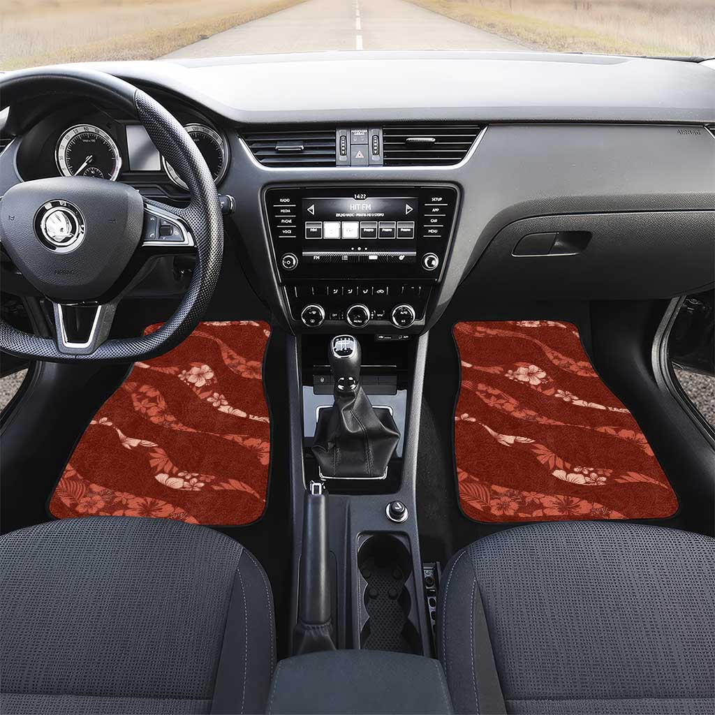 Aloha Hawaii Floral Tapa Car Mats Patchwork Crimson - Polynesian Pride