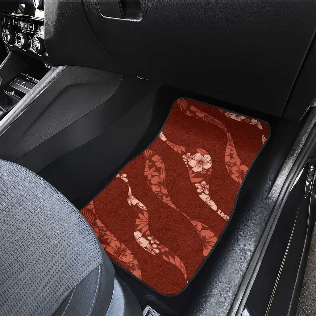 Aloha Hawaii Floral Tapa Car Mats Patchwork Crimson - Polynesian Pride