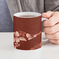 Aloha Hawaii Floral Tapa Ceramic Mug Patchwork Crimson - Polynesian Pride