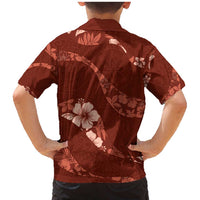 Aloha Hawaii Floral Tapa Family Matching Mermaid Dress and Hawaiian Shirt Patchwork Crimson - Polynesian Pride