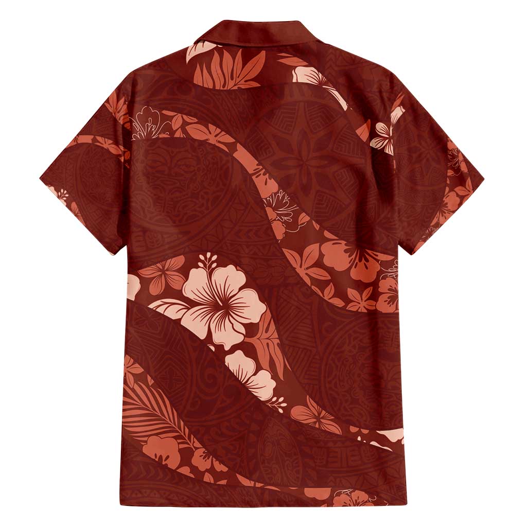 Aloha Hawaii Floral Tapa Family Matching Summer Maxi Dress and Hawaiian Shirt Patchwork Crimson - Polynesian Pride