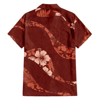 Aloha Hawaii Floral Tapa Family Matching Summer Maxi Dress and Hawaiian Shirt Patchwork Crimson - Polynesian Pride