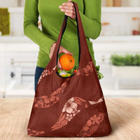 Aloha Hawaii Floral Tapa Grocery Bag Patchwork Crimson - Polynesian Pride