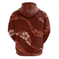 Aloha Hawaii Floral Tapa Hoodie Patchwork Crimson - Polynesian Pride